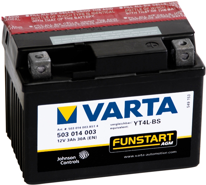 Аккумулятор Varta 503014003 AGM 12V 3Ah 30A, Varta